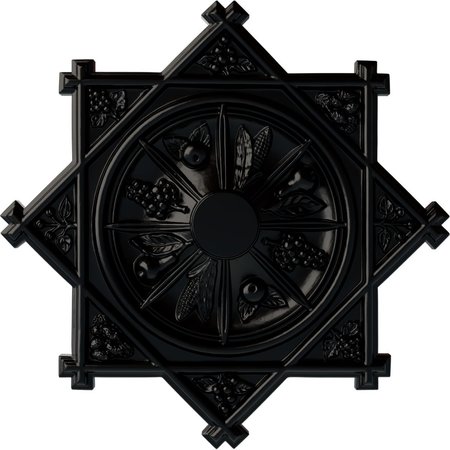 EKENA MILLWORK Antilles Ceiling Medallion (Fits Canopies up to 6"), Hand-Painted Jet Black, 38 1/4"OD x 1 1/2"P CM38ANBLF
